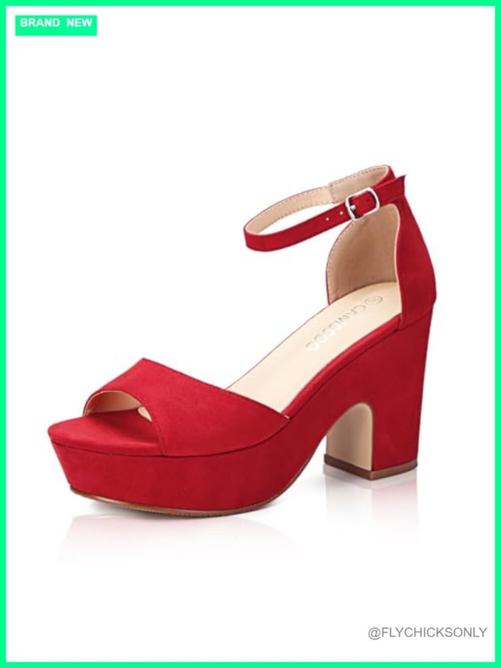 CAMSSOO Women's Platform Chunky Heel Open Toe Ankle Strap Sandals Suede